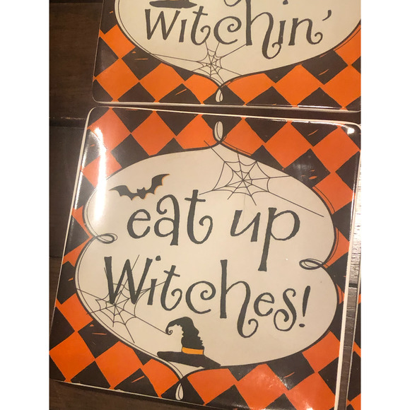 Vintage Pier One Halloween Appetizer Dessert Plates Set‎ Of 4 New in Box Witches - Picture 14 of 16